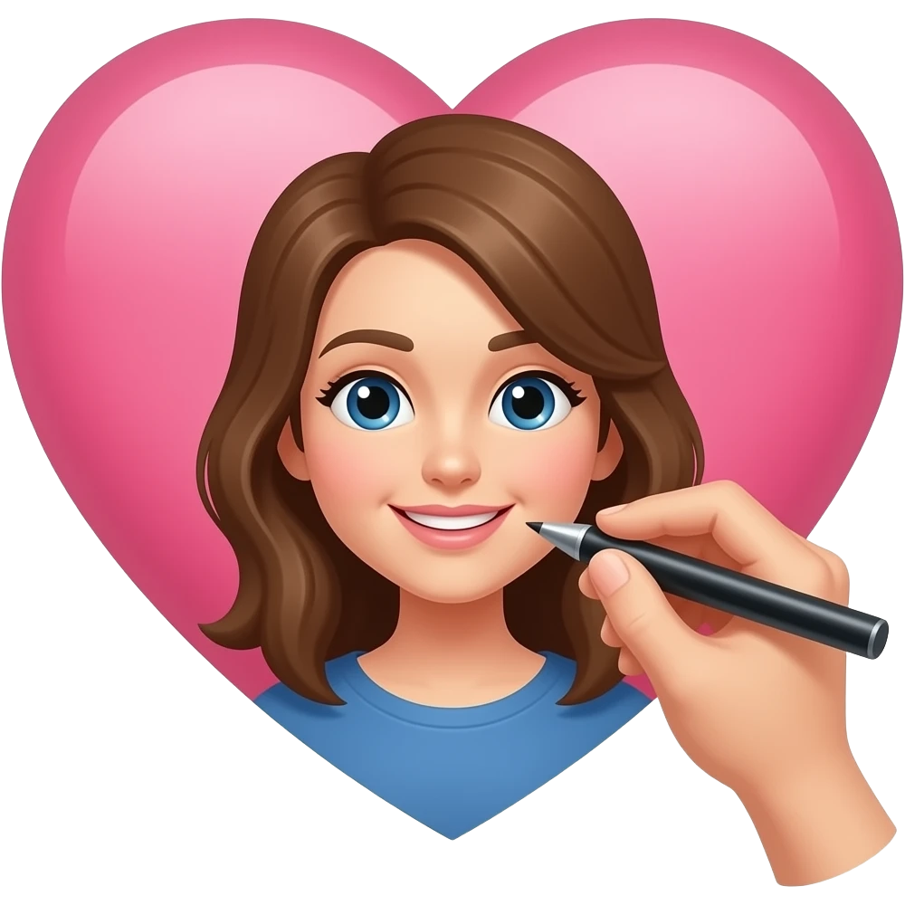 a person writing a script on a heart emoji