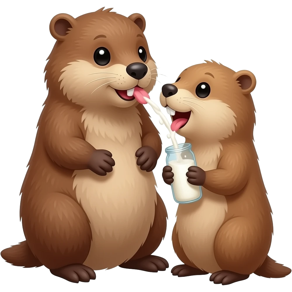Beaver licking another beaver that’s squirting milk emoji