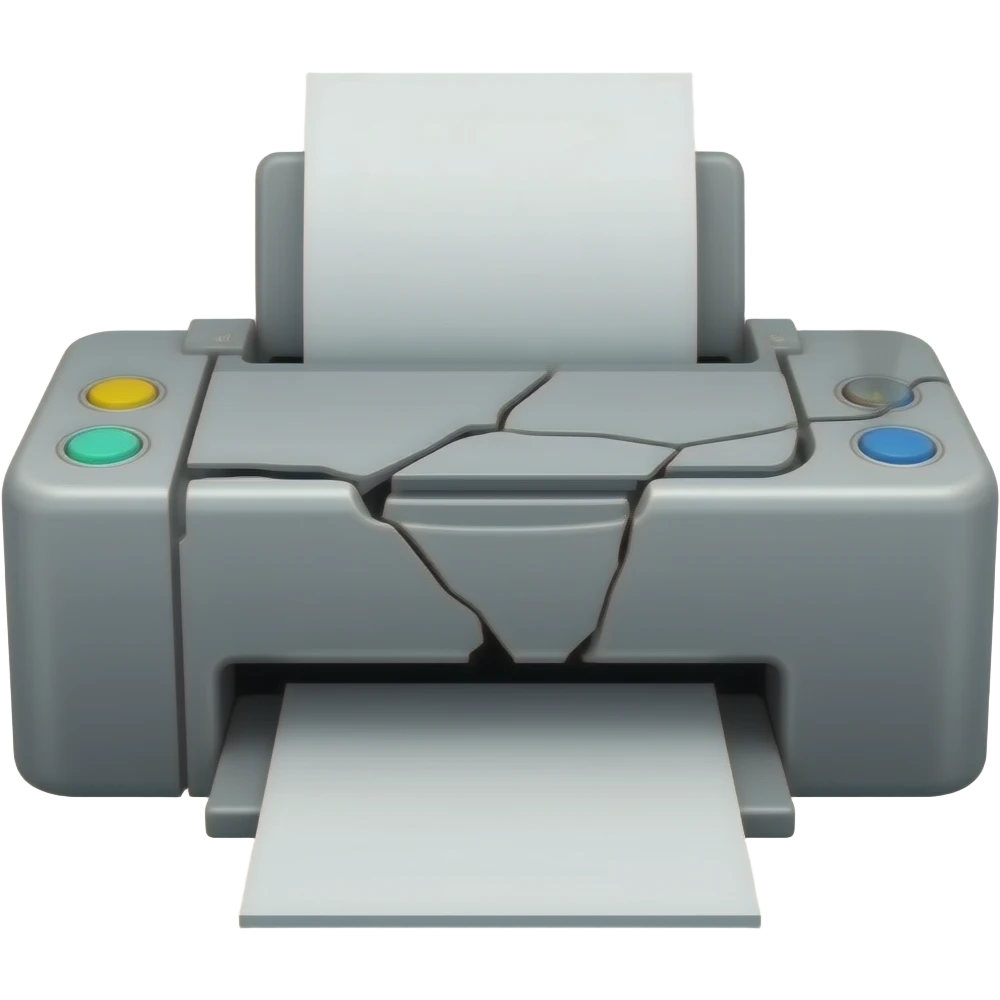 broken printer is smoking emoji