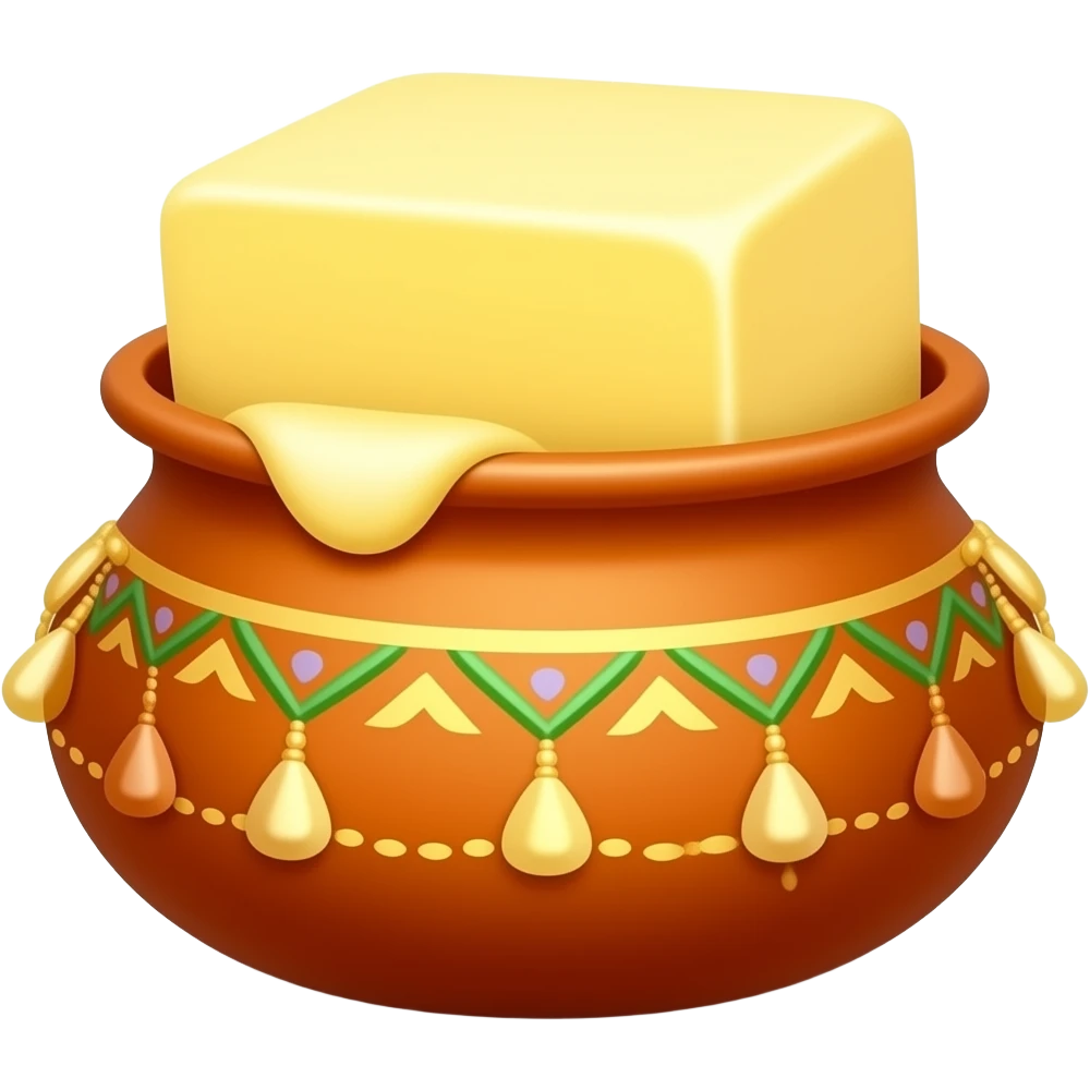 Decoration of pot krishna jayanthi with butter give unique image emoji