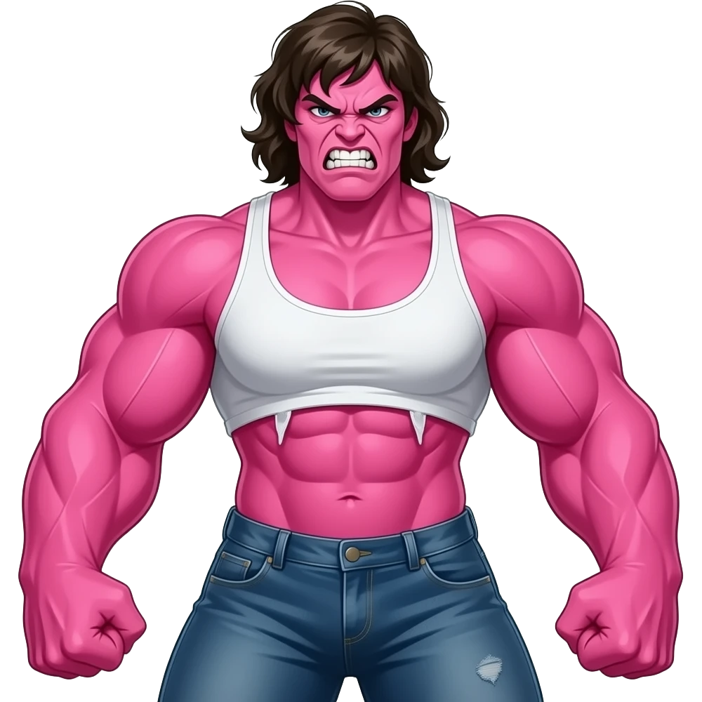 the hulk but instead of green man it’s a pink girl hulk emoji