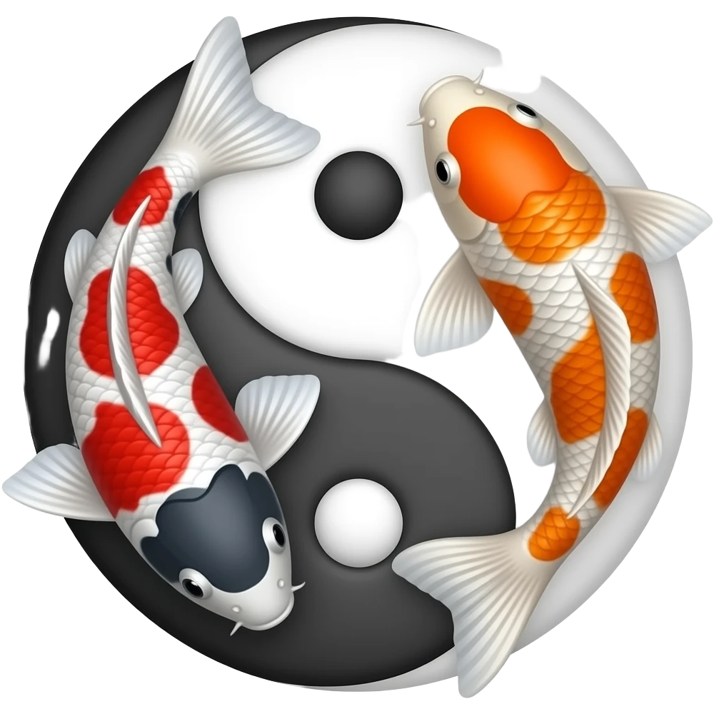 Two different colored Koi fish yin yang emoji