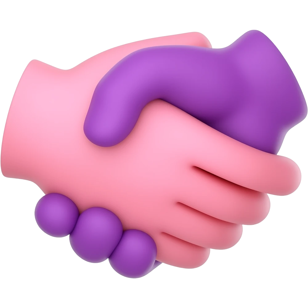 pink and purple handshake emoji