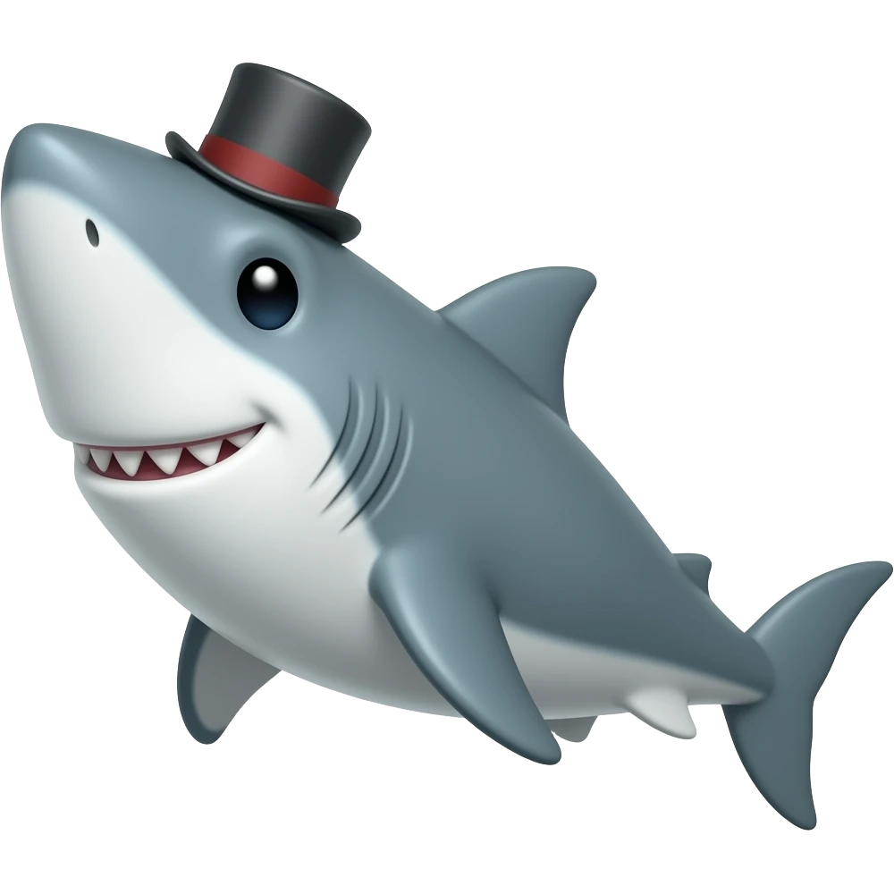 Shark with a top hat emoji