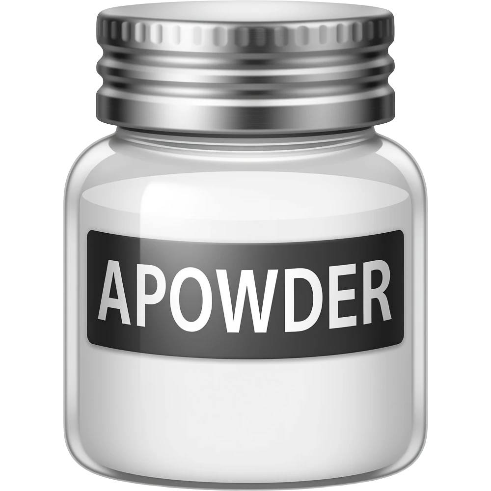 A powder bottle on which "APOWDER" written emoji