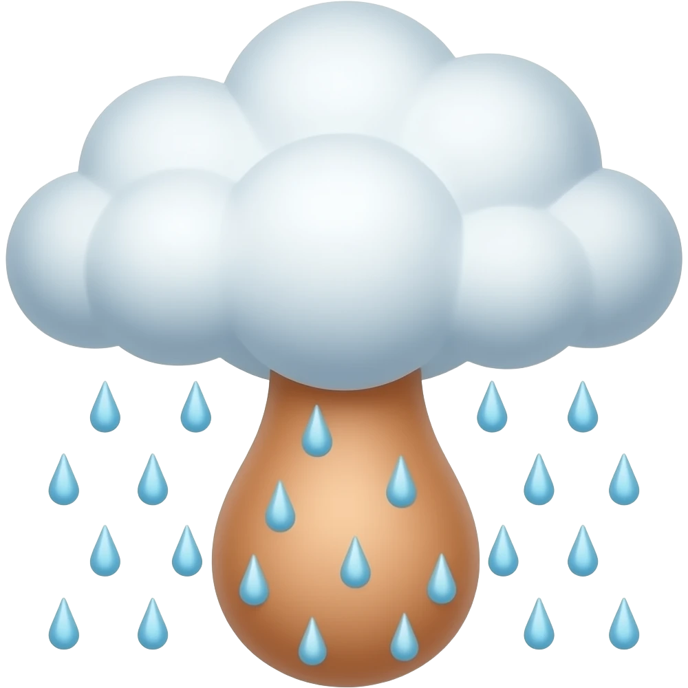 Wet brown fat vagina as a cloud and raining emoji