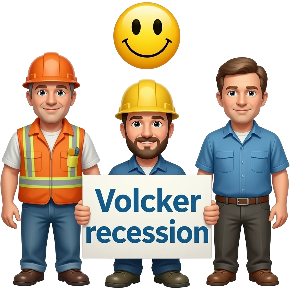 1981-1983 recession WITH POOR WORKERS, SHOWING A SIGN OF "Volcker recession" WITH great success EMOJI. emoji