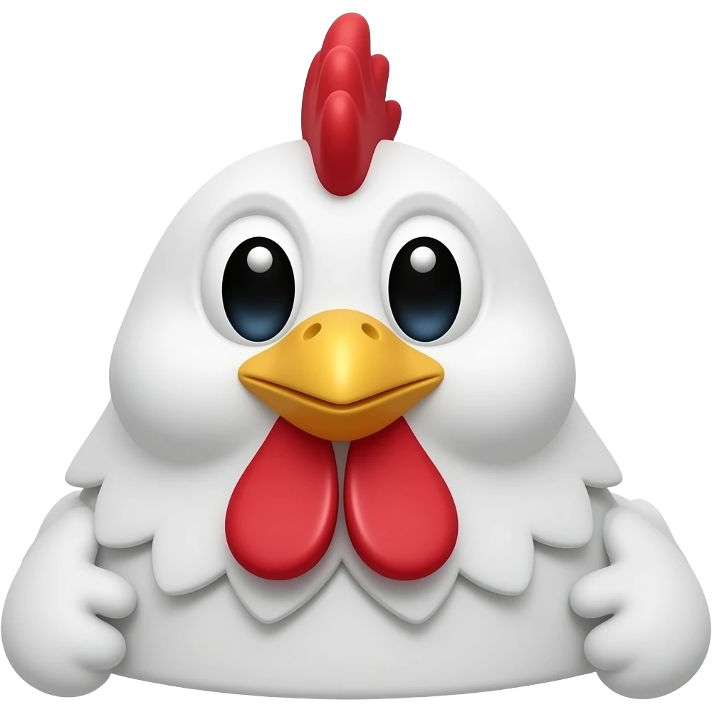 white chicken hand puppet with black eyes emoji