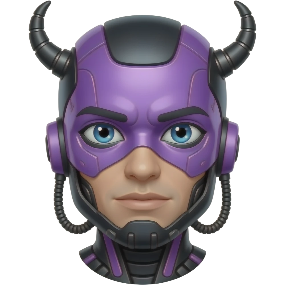 crazy purple and black cyborg emoji