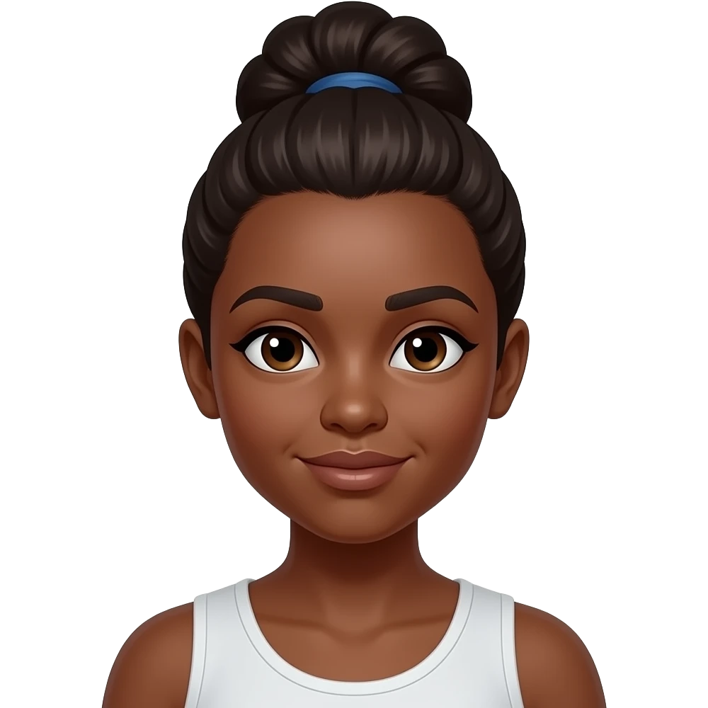 Mulher negra cabelo preso emoji