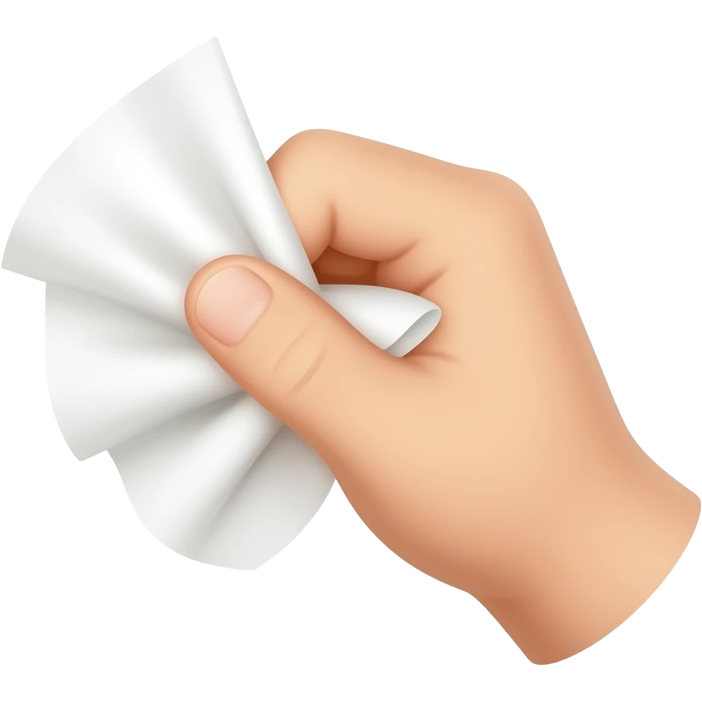 hand holding tissue wipe emoji