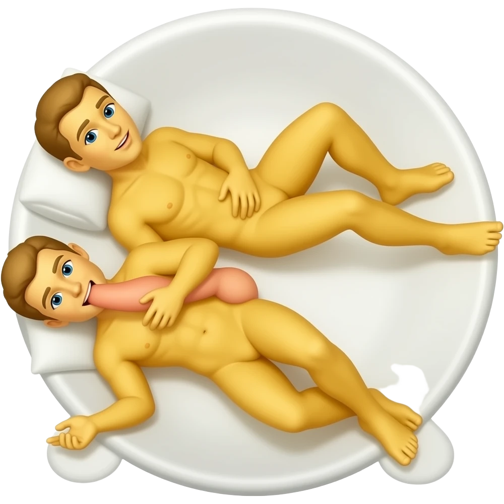 2 mans naked yellow making sex bathroom Lying down pênis On the other . emoji