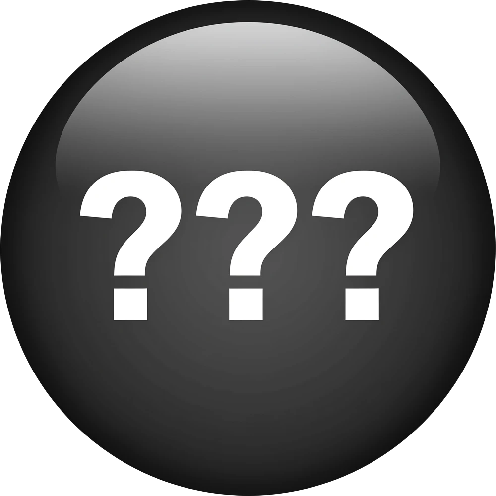 Black circle with text "????" And not 3 emoji