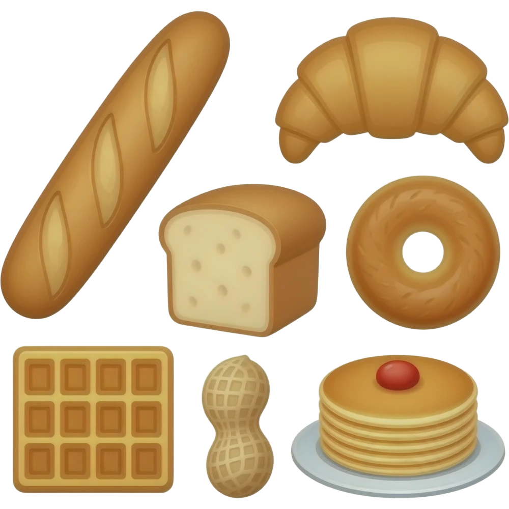🥖🥐🥯🫓🍞🥜🧇🥞 On c emoji