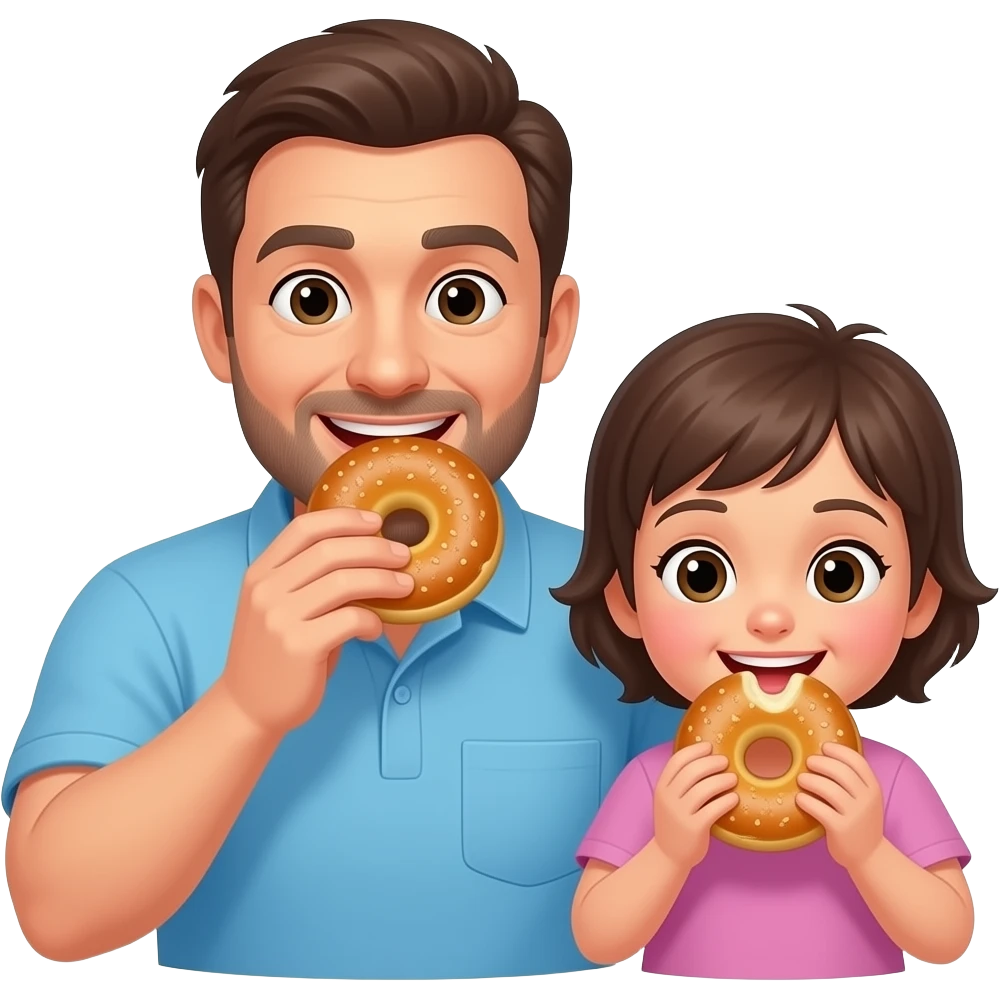 Папа малыш бублик ест emoji