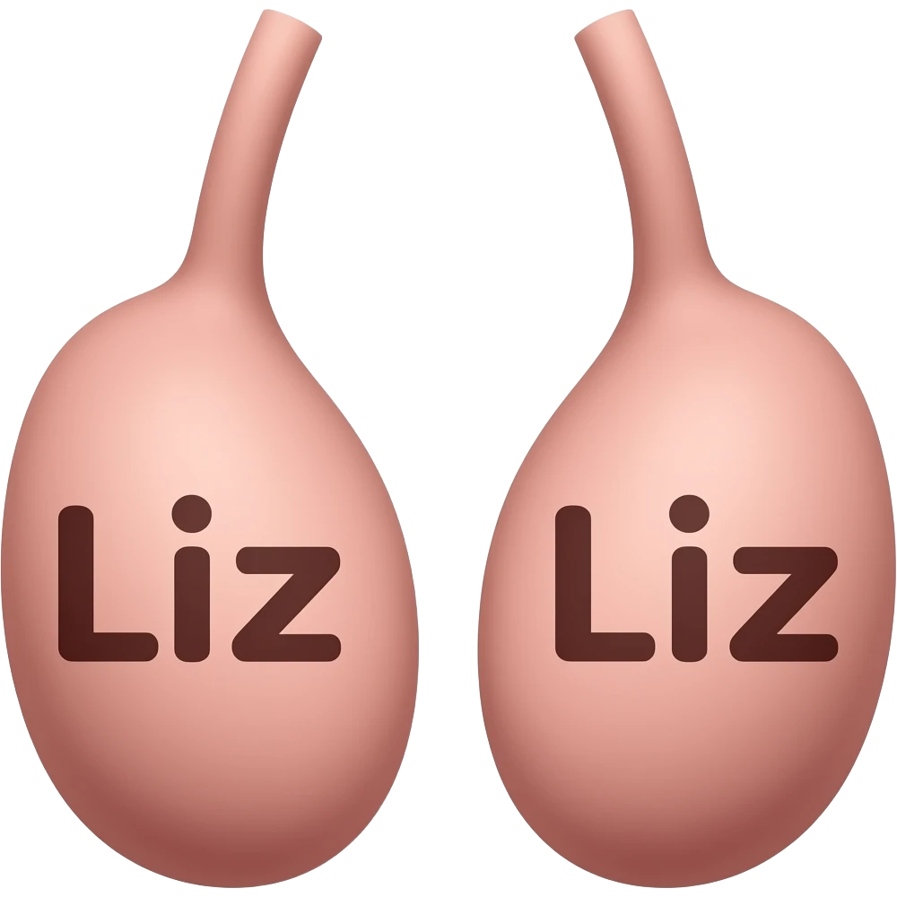 Testicles with Liz wrote on it emoji