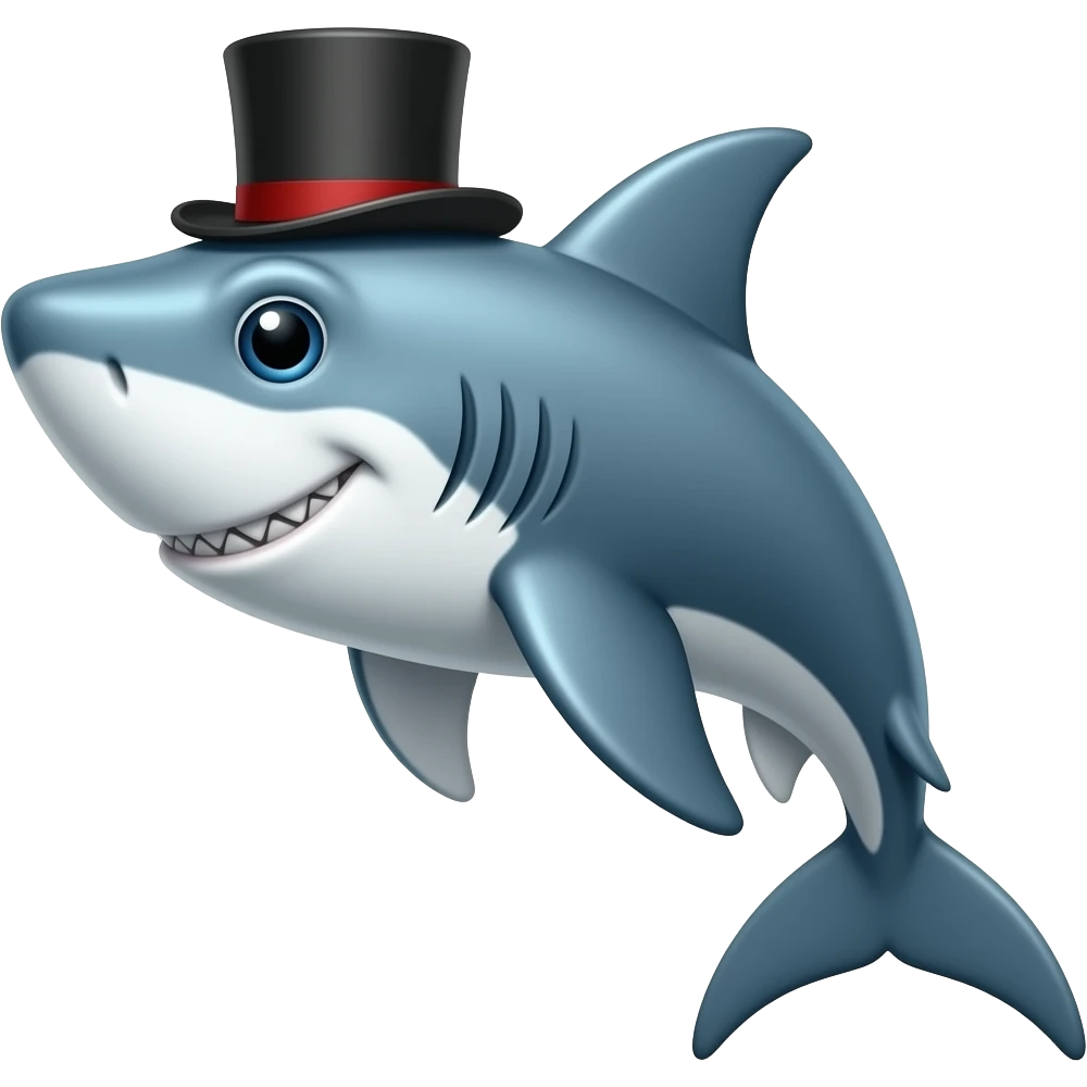 Shark with a top hat emoji