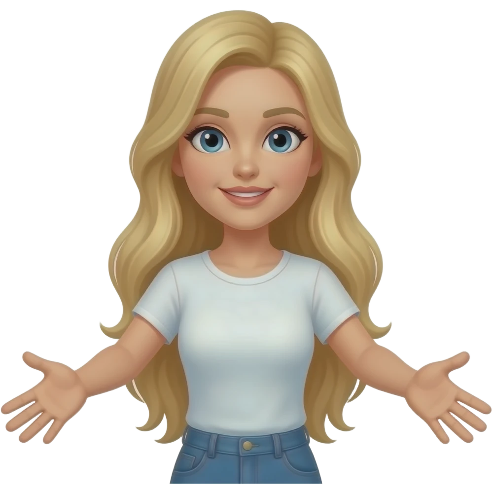 white woman with blond hair grabbing forward. full body emoji
