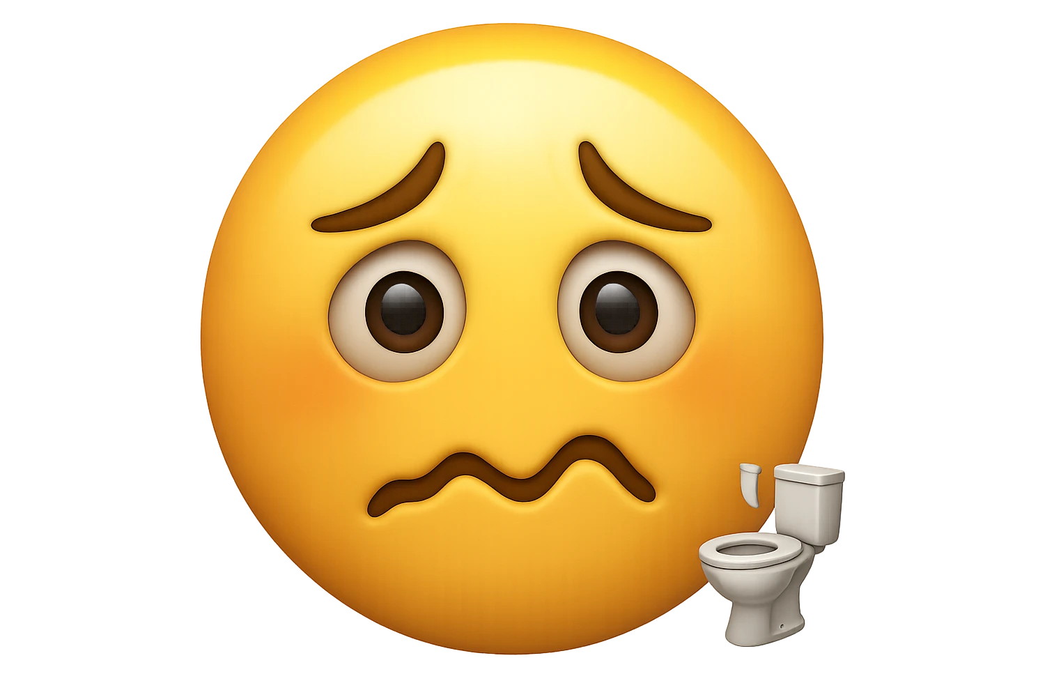 emoji stile iphone che riguarda l'argomento "stipsi/andrò al bagno oggi?", iperrealistico 4k emoji