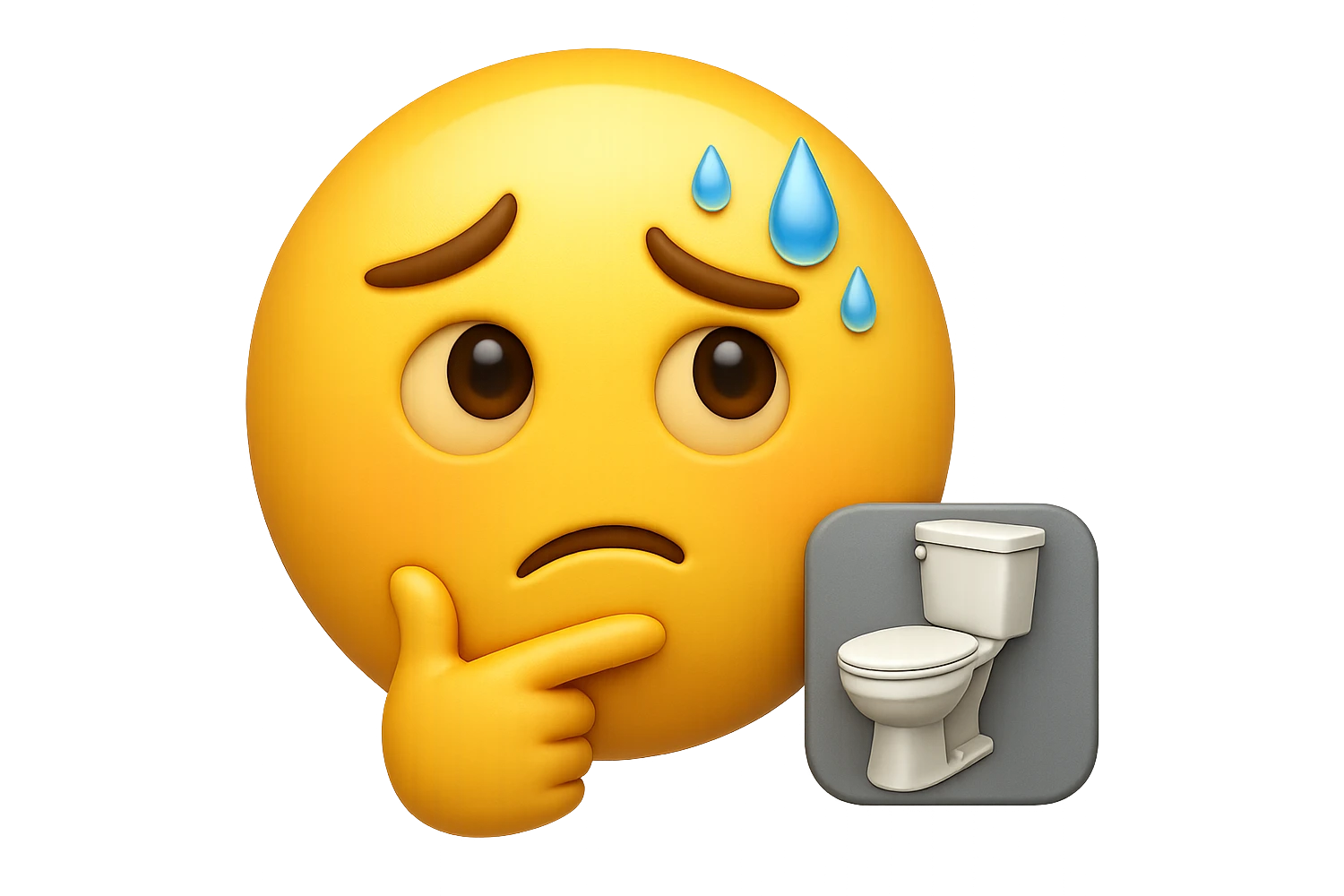 emoji stile iphone che riguarda l'argomento "stipsi/andrò al bagno oggi?", iperrealistico 4k emoji