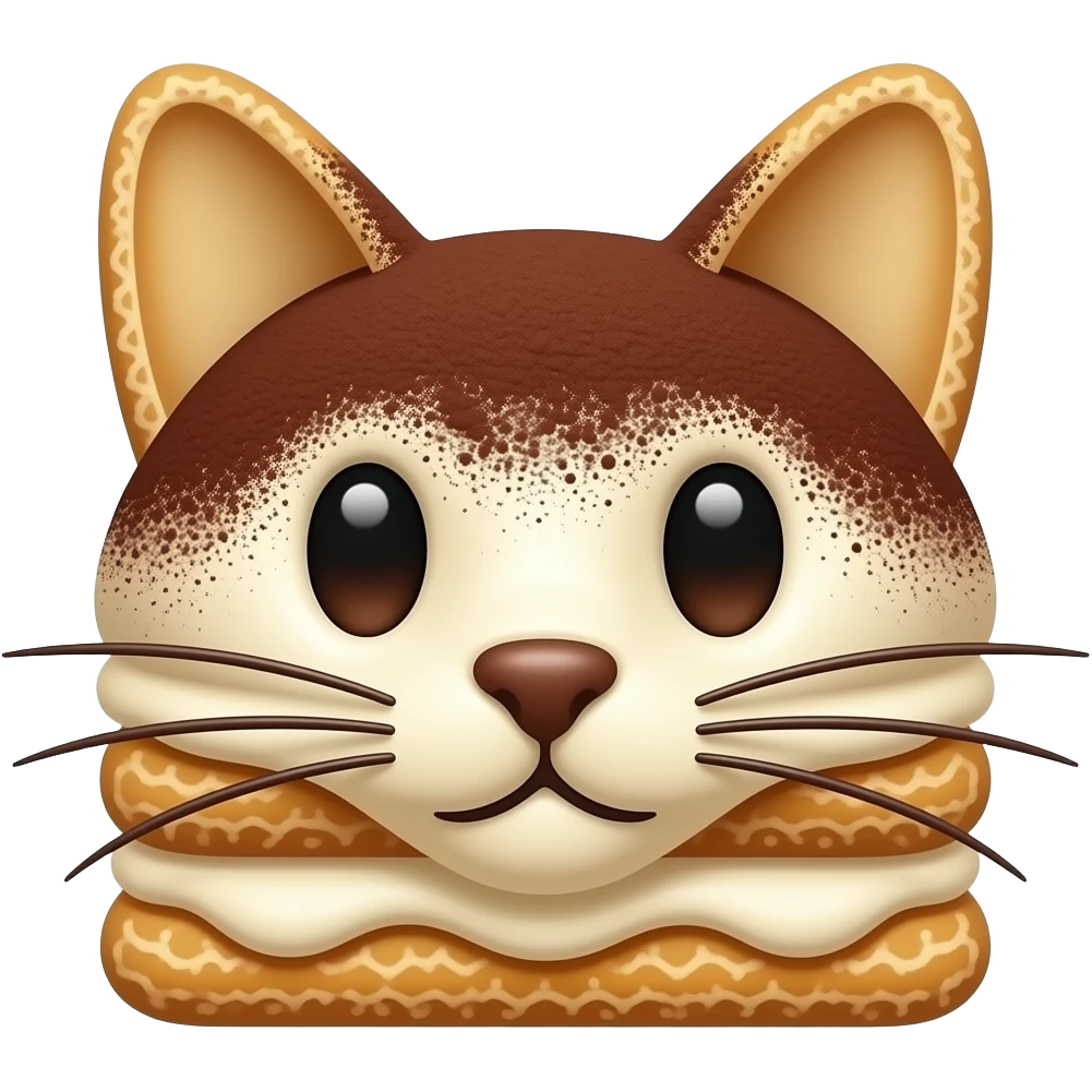 tiramisu shaped like a cat face emoji