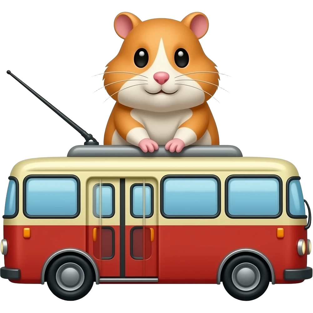 Хомяк едет на крыше троллейбуса emoji