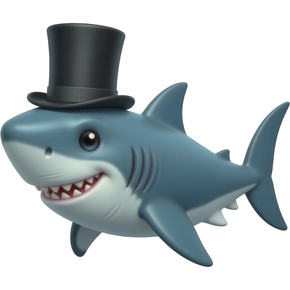 Shark with a top hat emoji