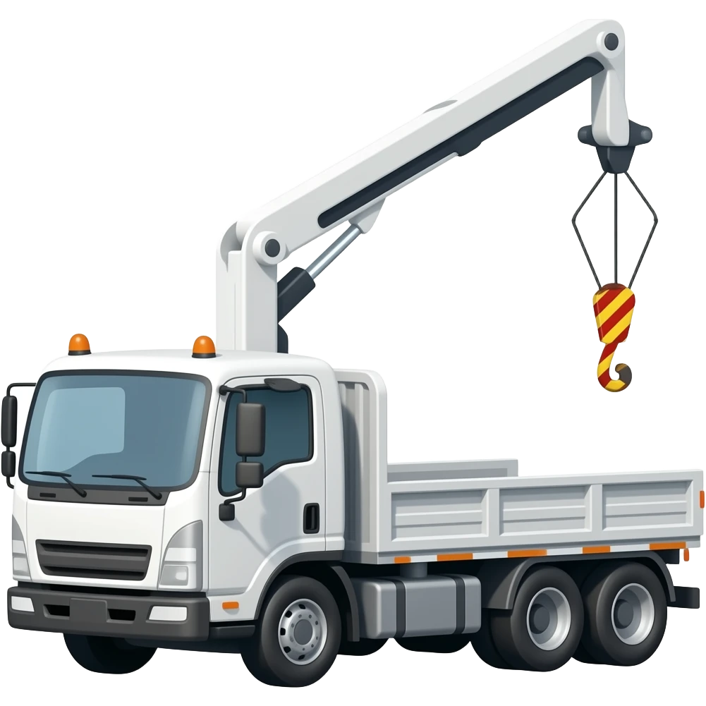 white construction material delivery truck flatbed with hiab emoji