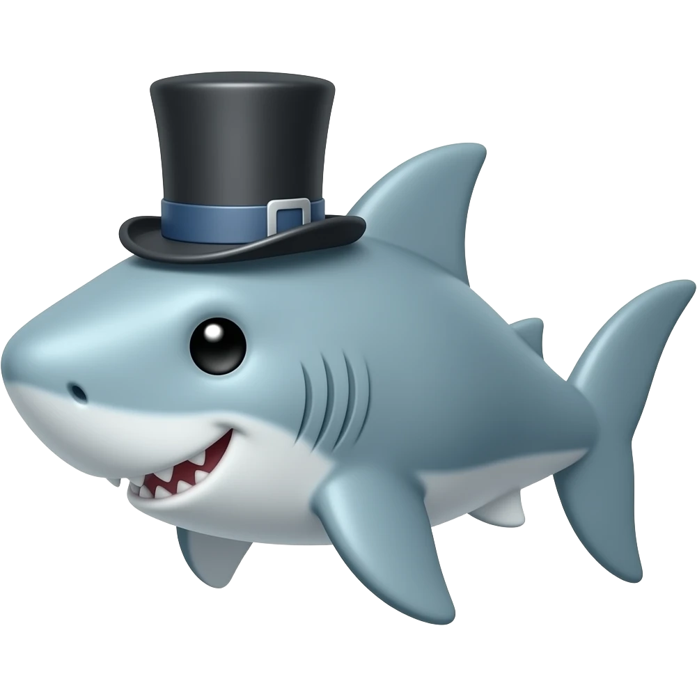 Shark with a top hat emoji