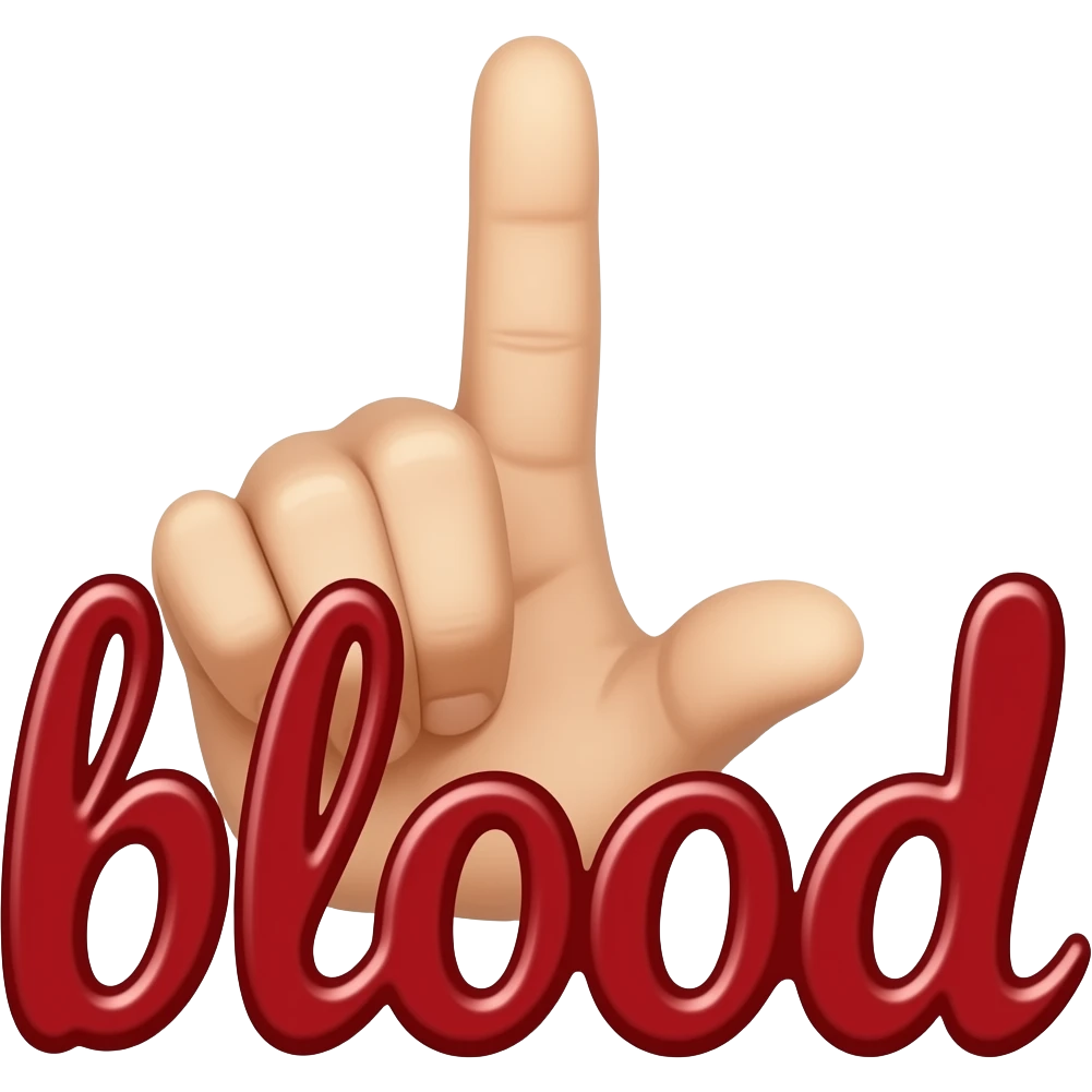 Fingers spell out blood emoji