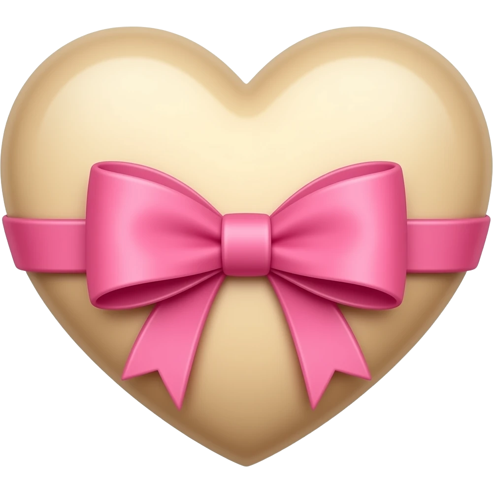 Beige heart with a pink ribbon bows emoji