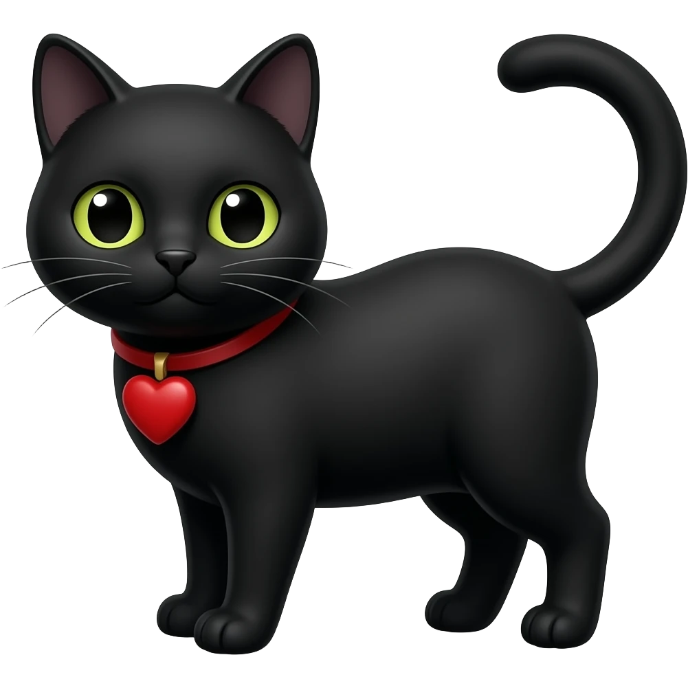 Чёрный кот с сердцем emoji