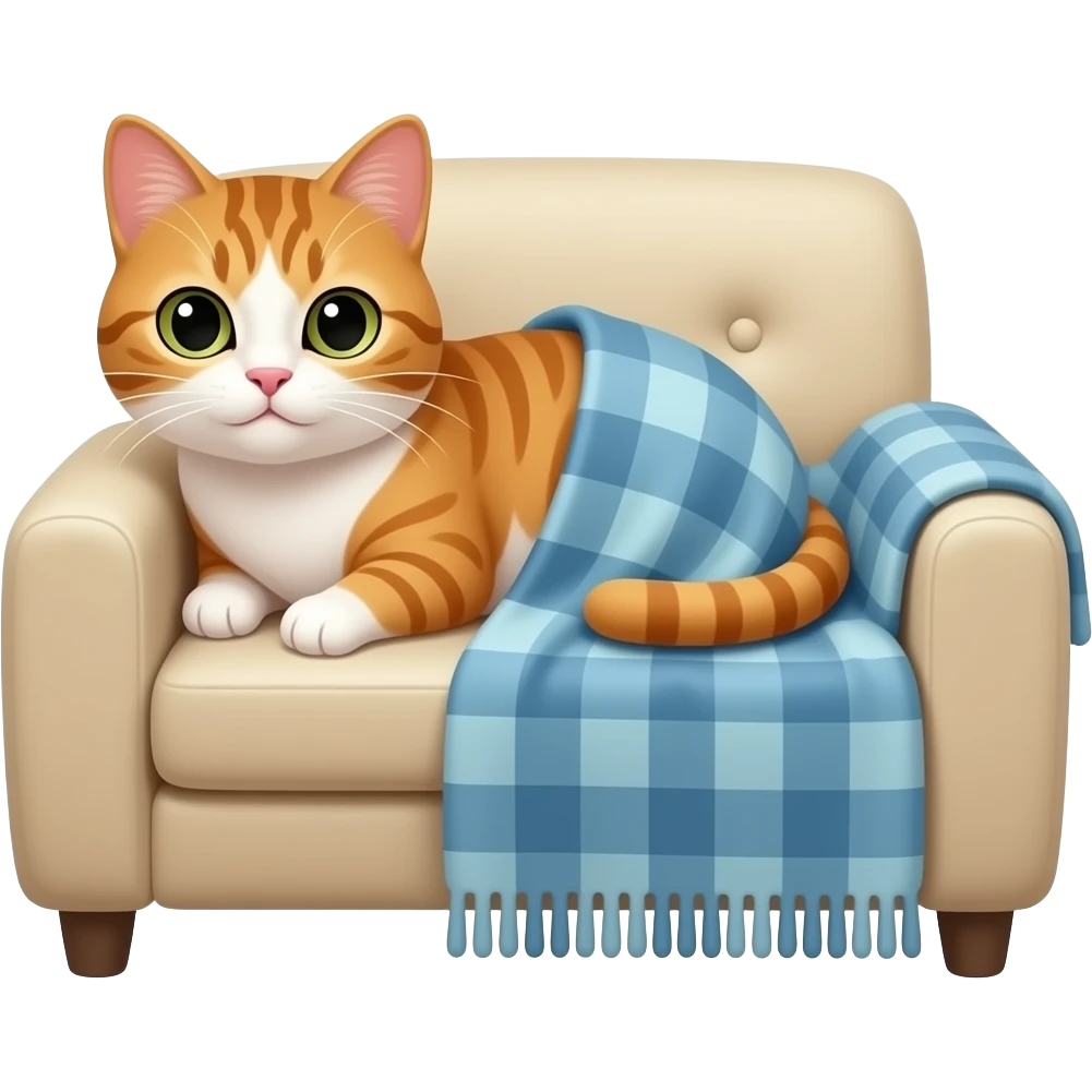 Диван плед кошка emoji