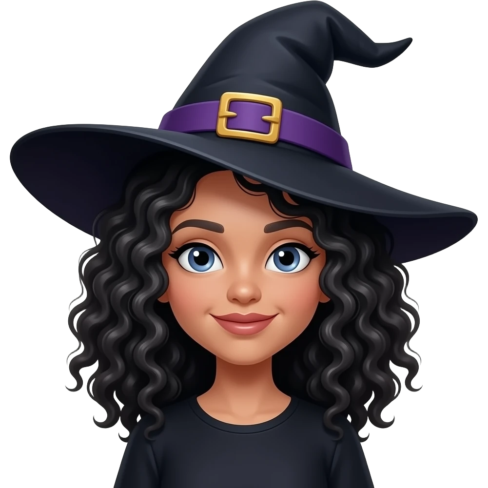 BLACK CURLY HAIR WITCH emoji