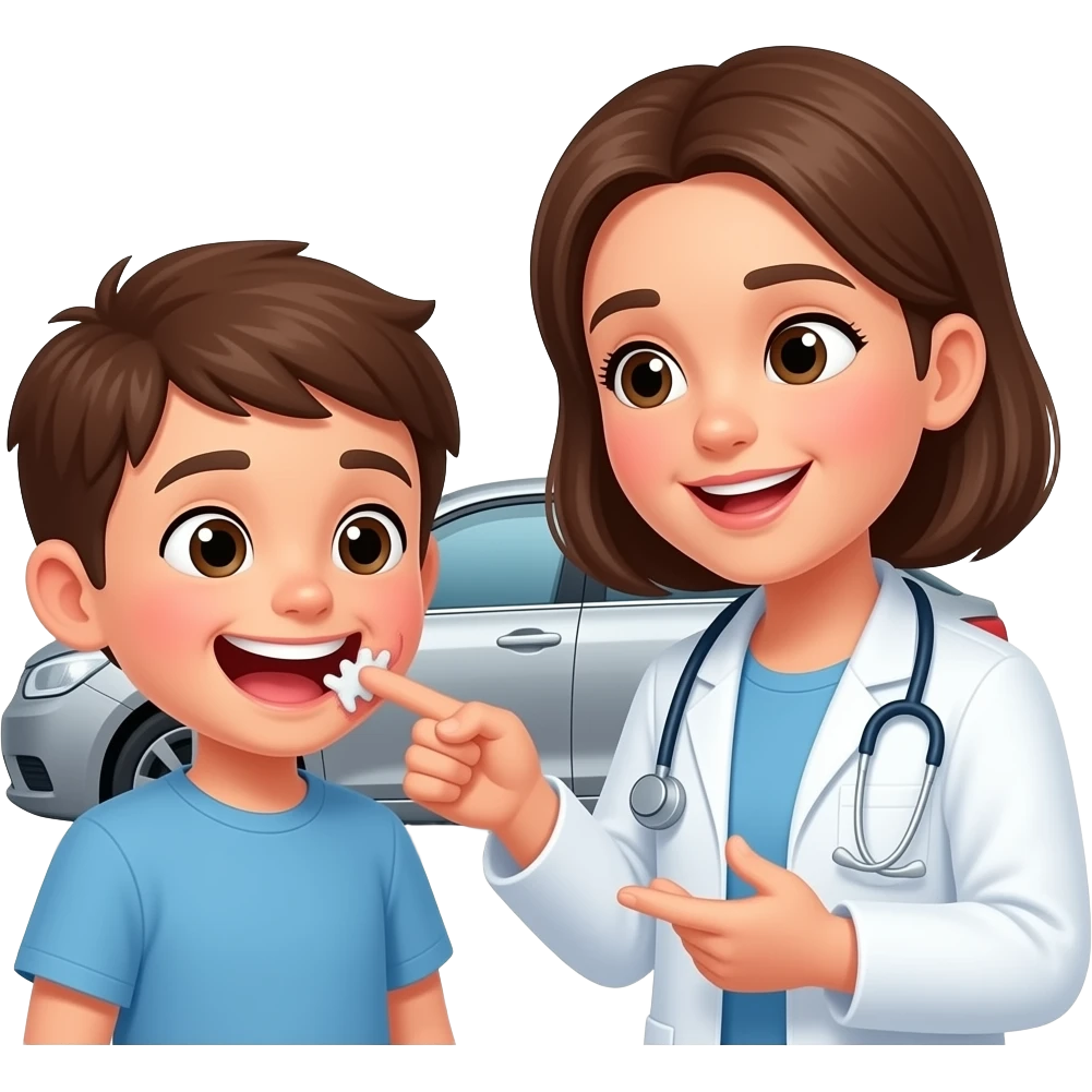 Мальчик мама дантист зубы кариес про машины emoji