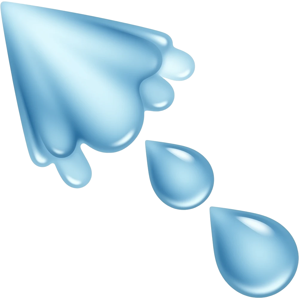 Three drops of water jet (from the upper left corner directed downwards to the right) emoji
