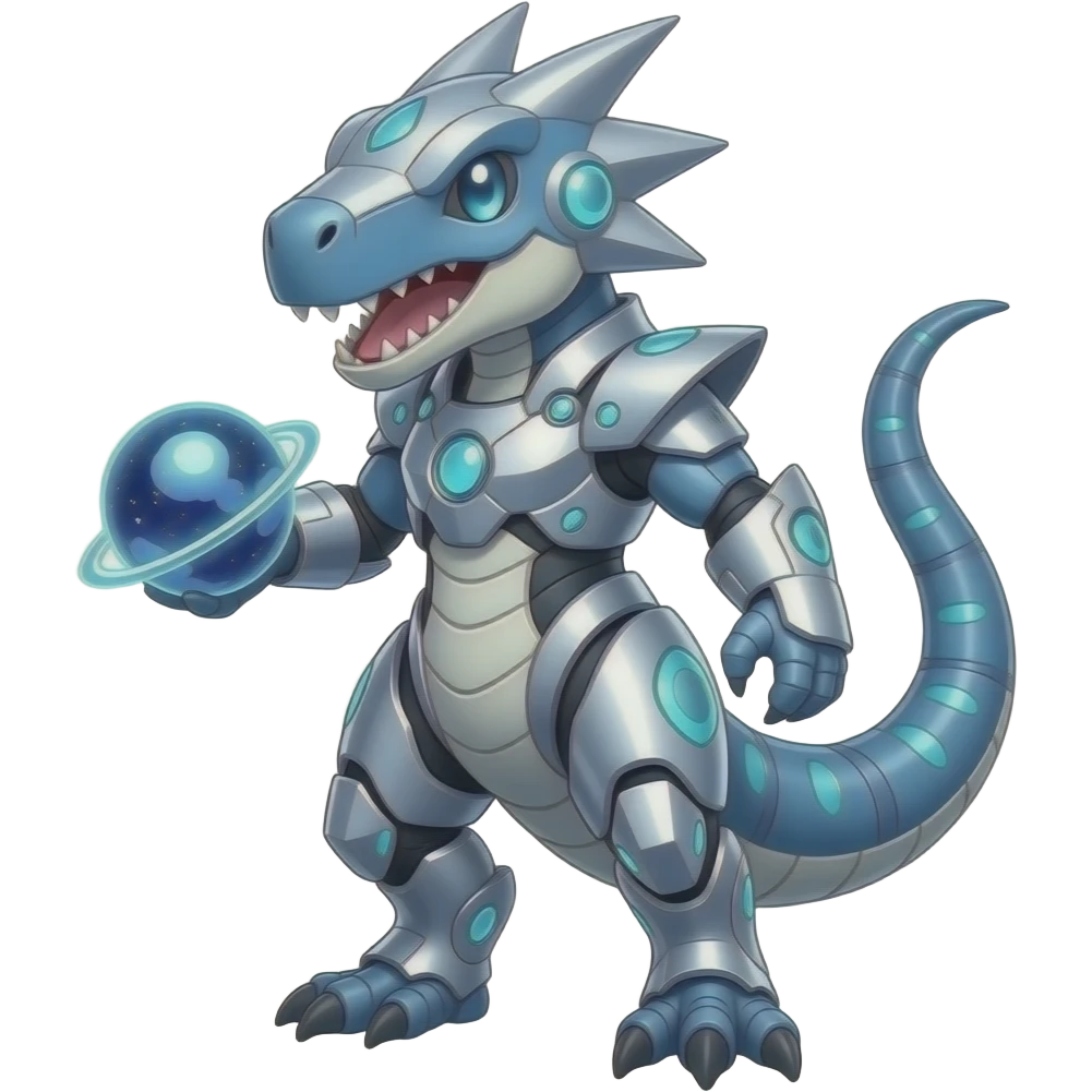 Shiny Futuristic Celestial Fakemon-Pokemon-Digimon-Spectrobes-Raptor-Noivern-fusion, full body emoji