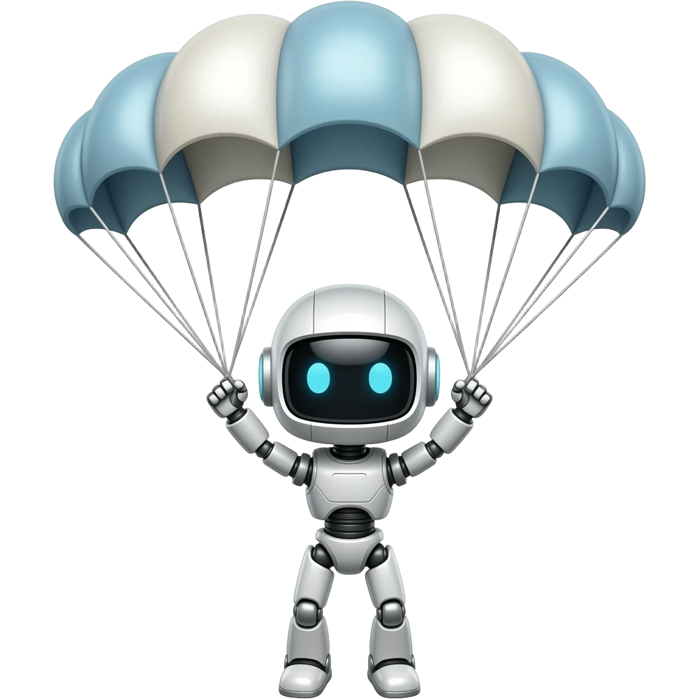 robot parachuting emoji