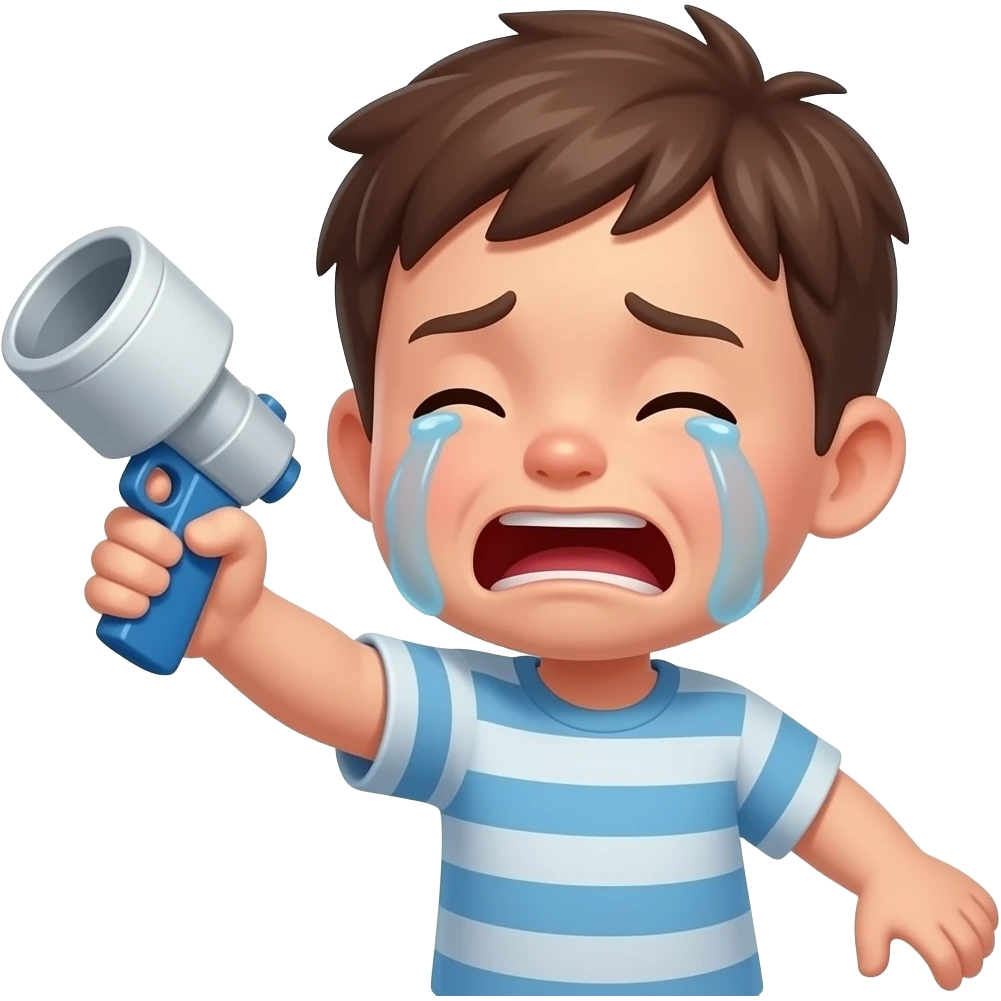 Enfant garçon lance matériel, en criant. Comportement inadéquat emoji