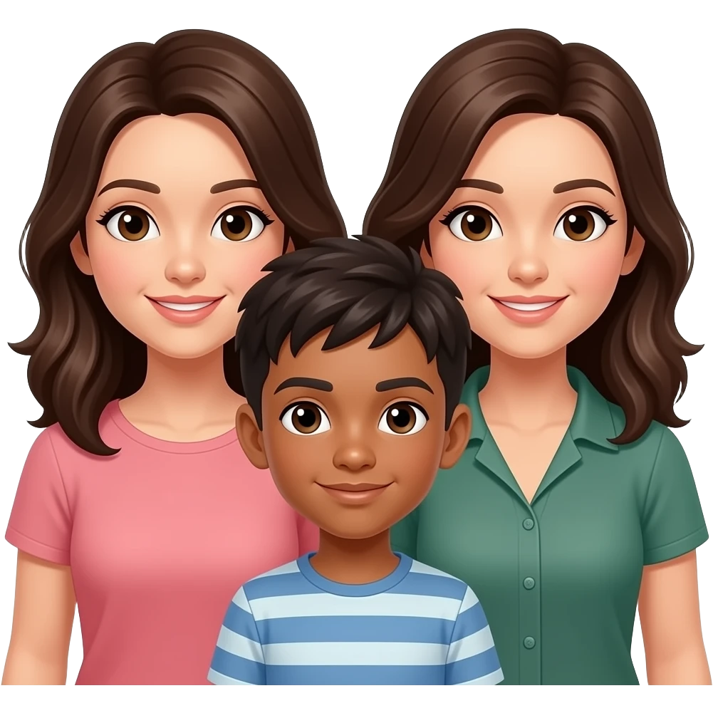 Un garçon métisse et deux brunes emoji