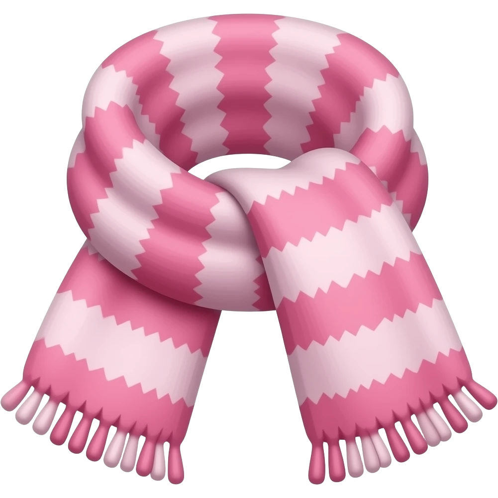 scarf, cartoonish, fluffy, pink stripes emoji