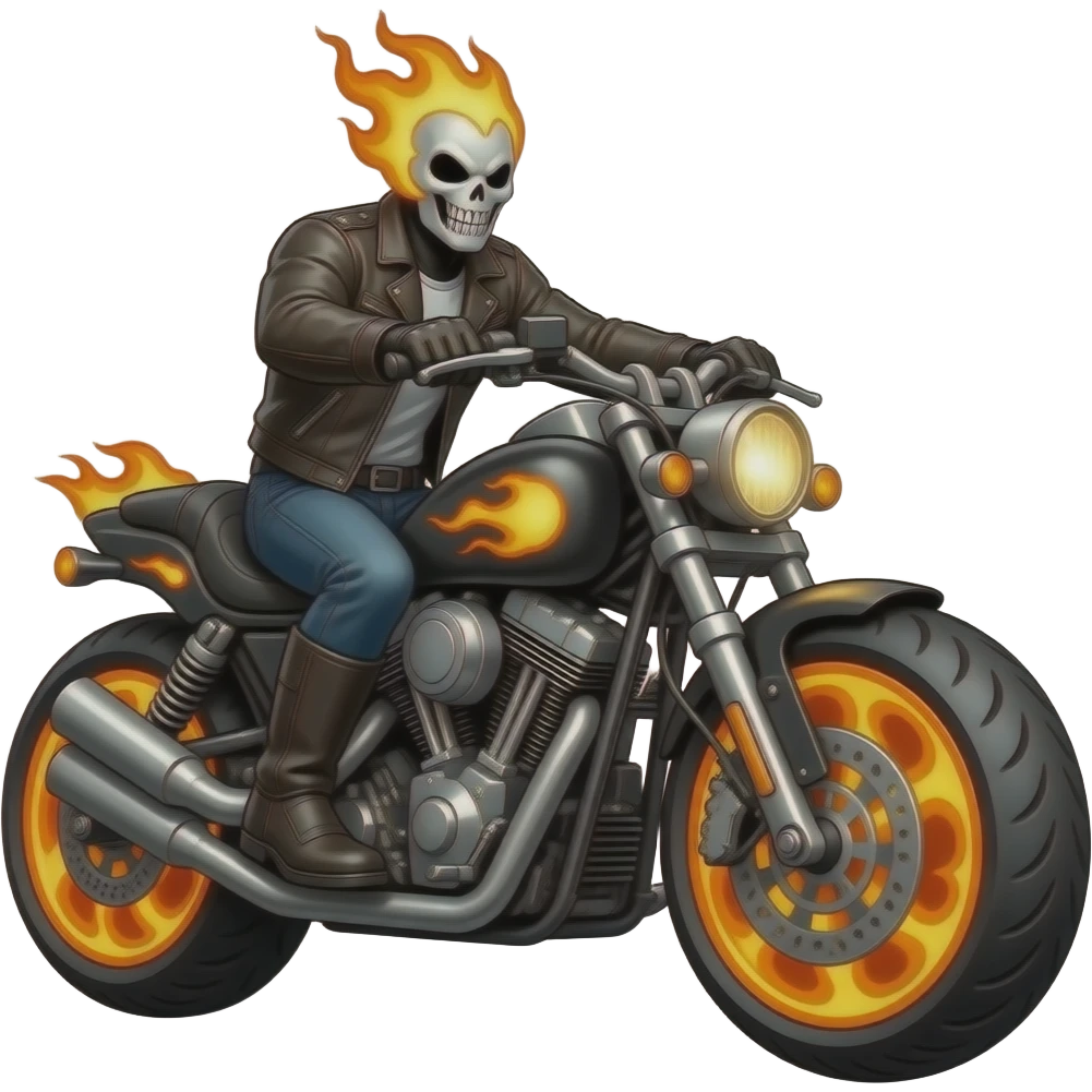 The marvel character Ghost Rider on a war robots frontiers robot as the pilot and have the robot resemble the ghost rider flaming ride emoji