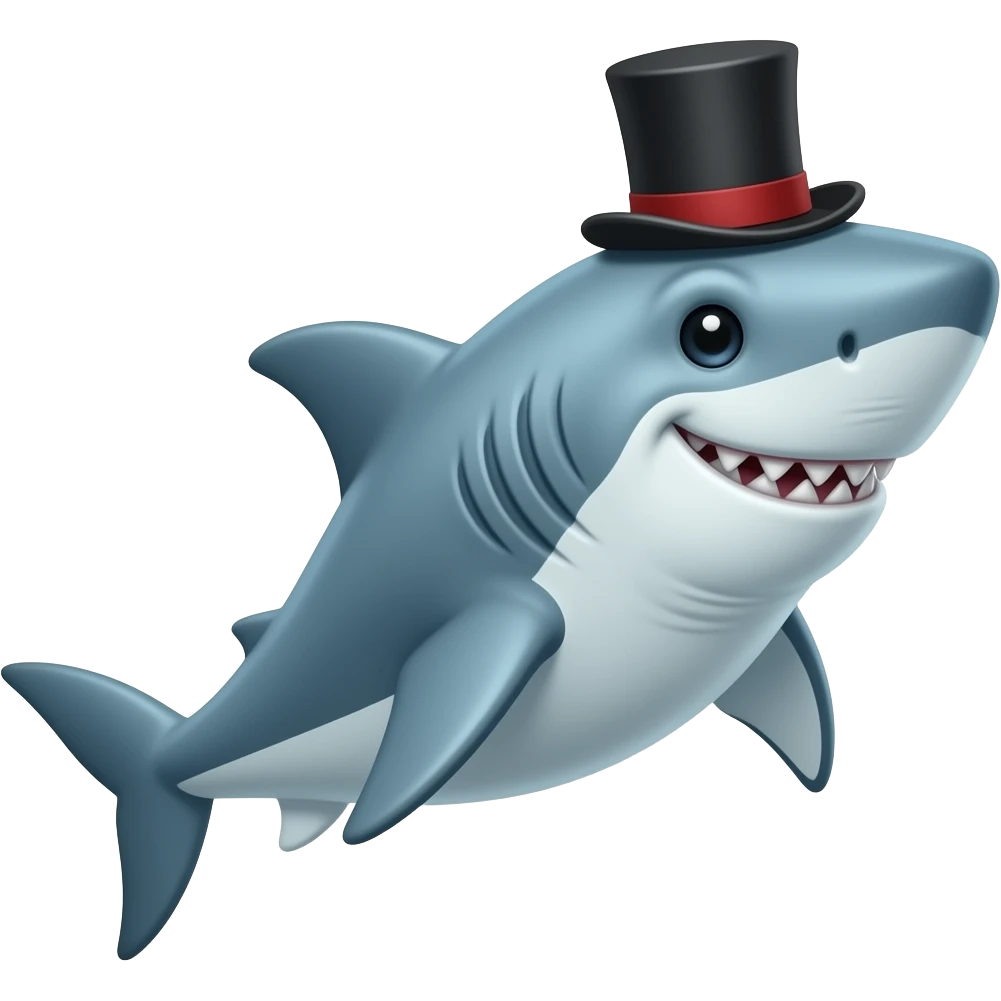 Shark with a top hat emoji