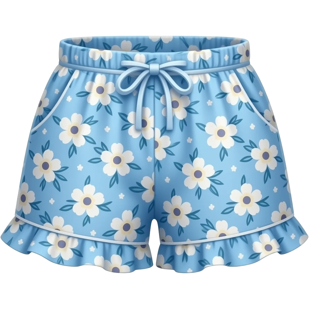 blue girly floral and realistic pyjama short with ruffles emoji