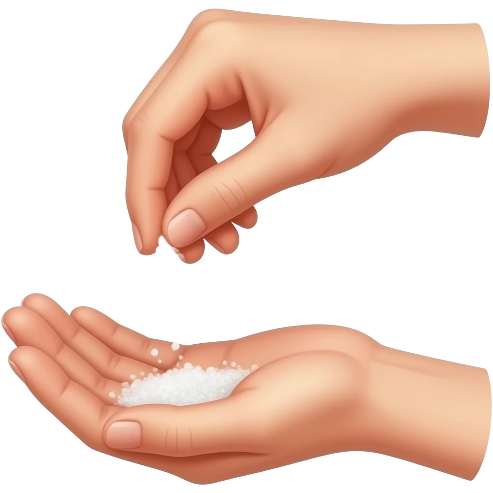 a slim delicate  female hand that sprinkle some salt emoji