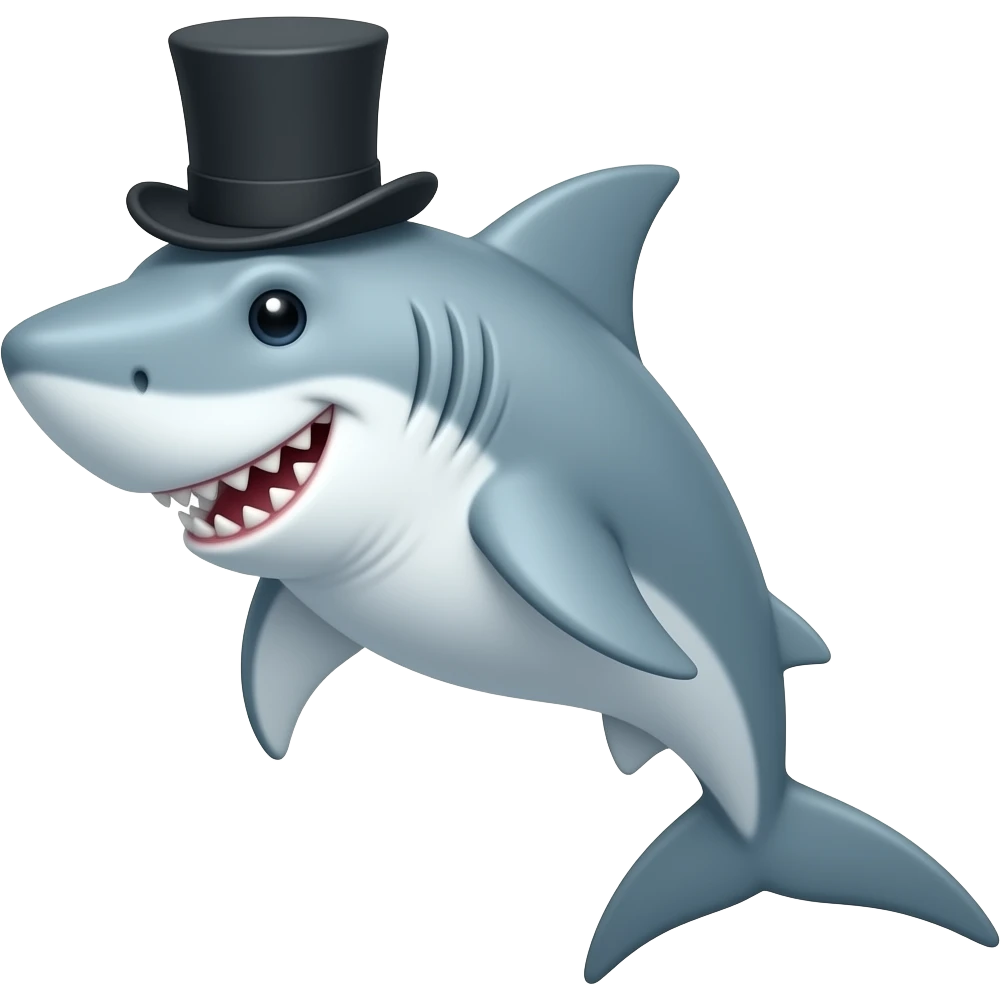 Shark with a top hat emoji