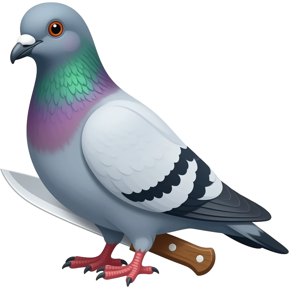 Pigeon with a knife emoji