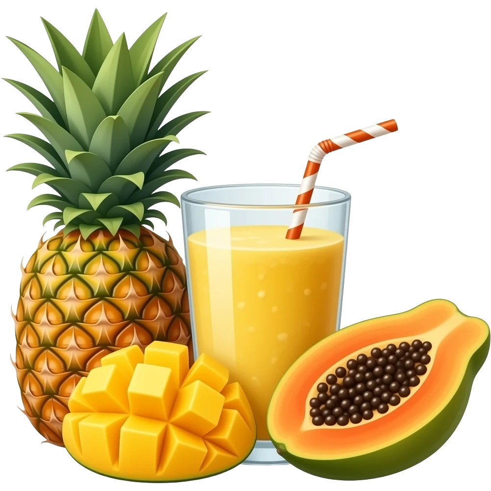 Pineapple mango and papaya smoothie emoji