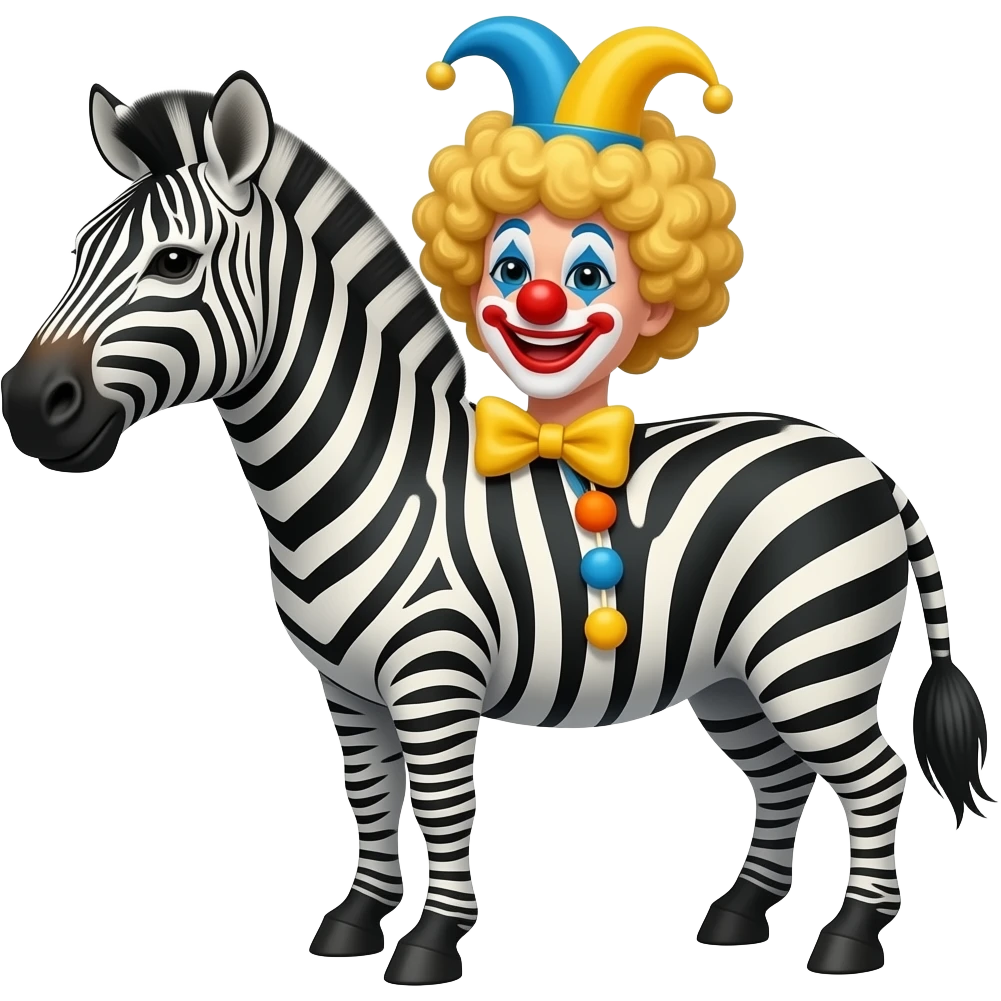 cebra vestida de payaso comico mas peluca emoji