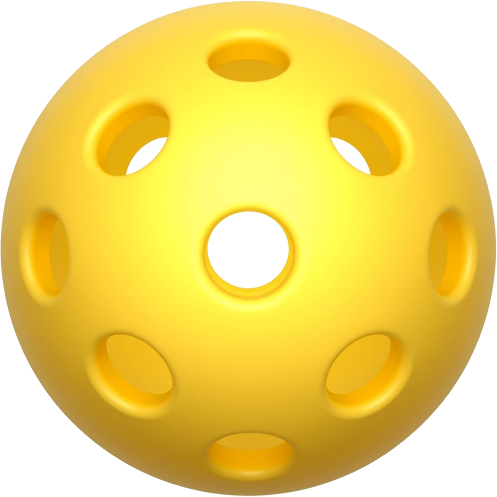 yellow pickleball with 33 holes, brightly lighted from direction of the camera and rotated to perfectly center its hole and perfectly lighted from center of the camera, so i can rotate it through the center of the hole emoji